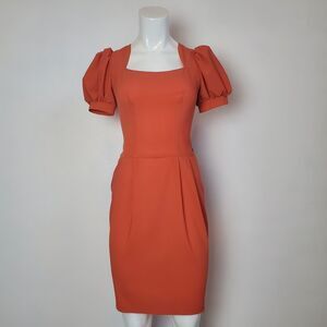 Vintage 80s Burnt Orange Pencil Dress